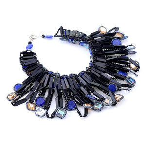 Beaded Blue Flame Necklace